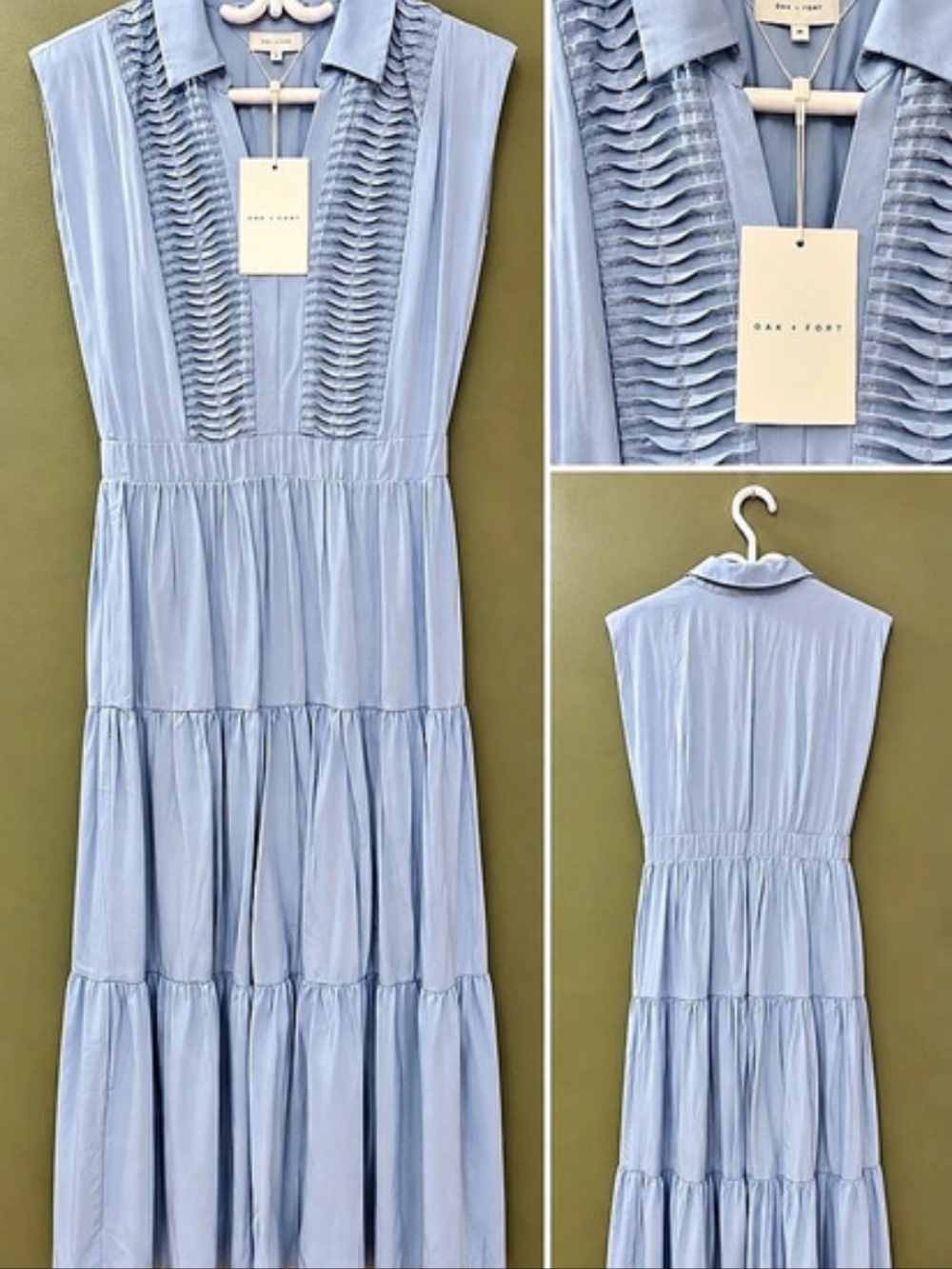 Elie Tahari Blue Tiered Maxi Dress Size Medium NWT
